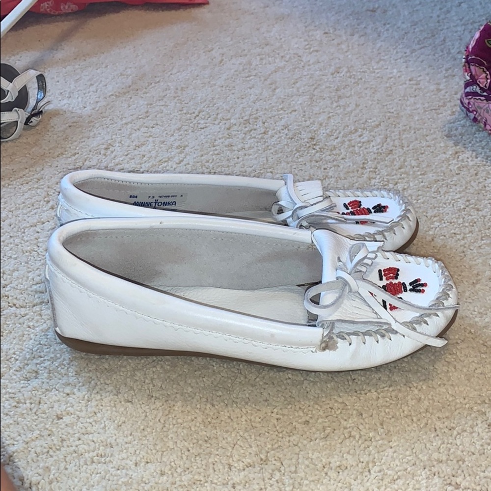 White tribal Moccasins